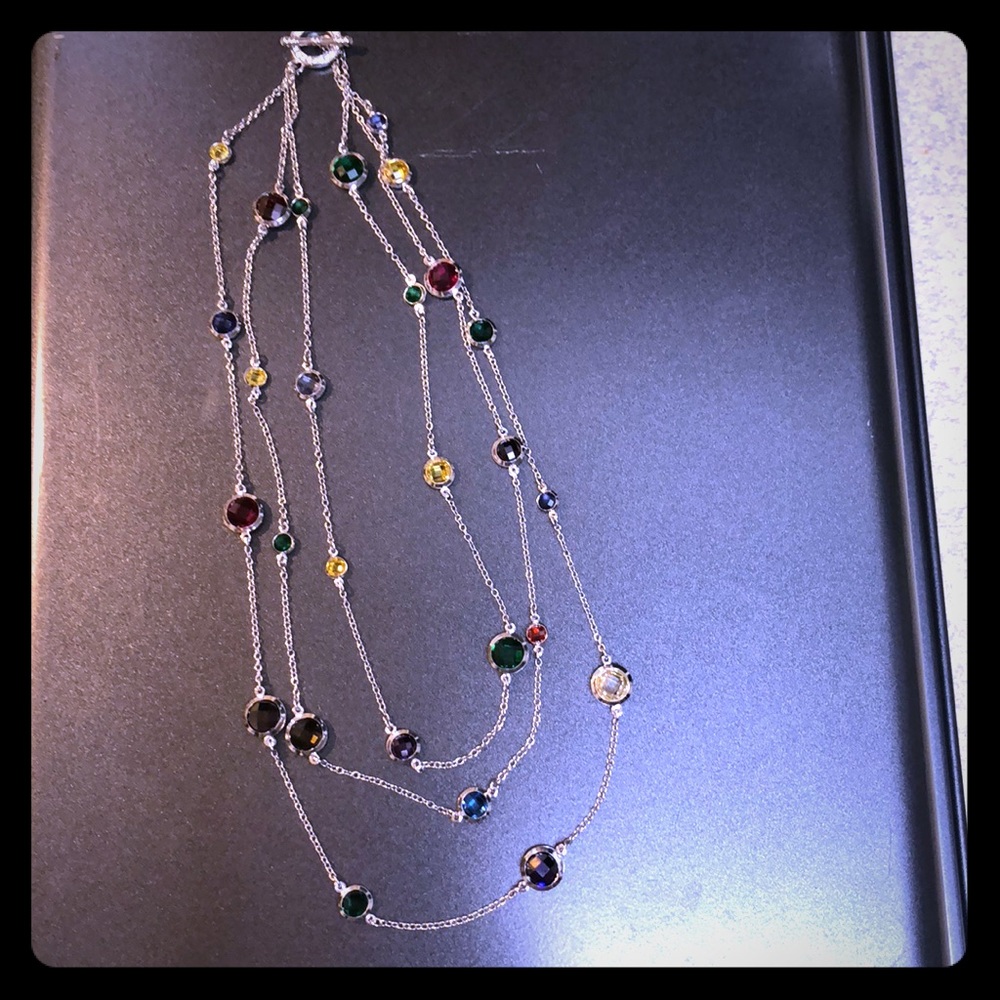 Free People 3 strand silvertone/ necklace